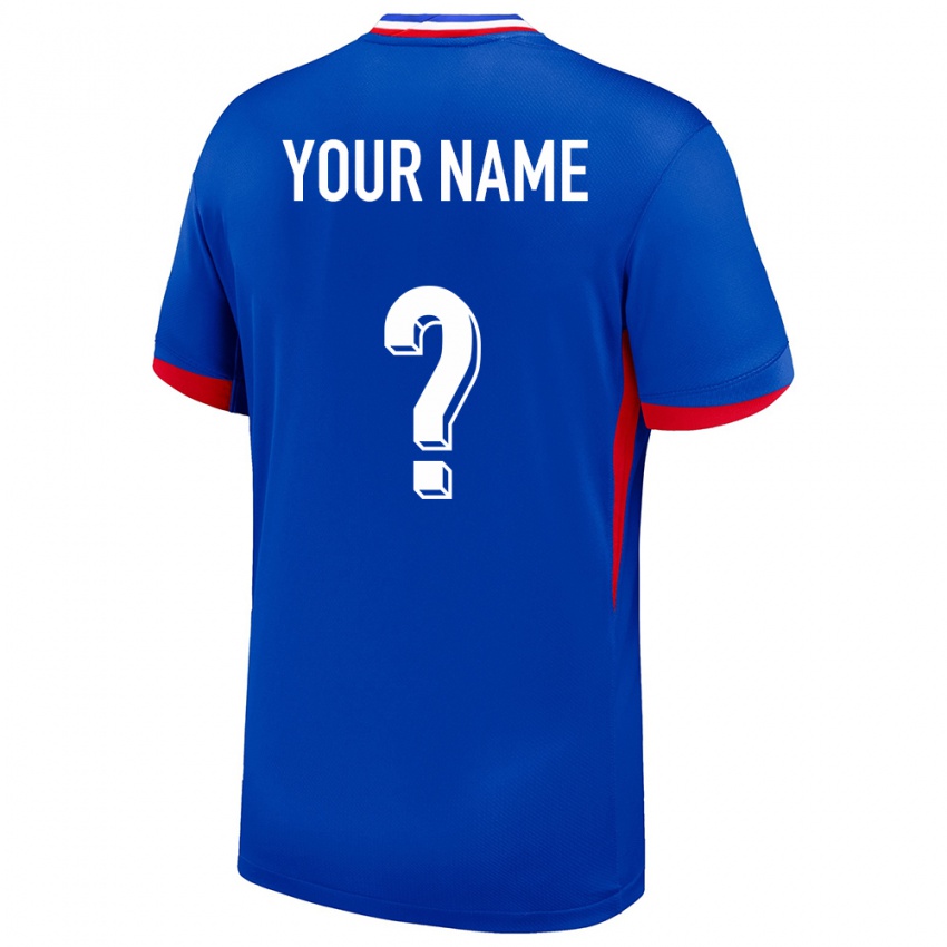 Herren Frankreich Ihren Namen #0 Blau Heimtrikot Trikot 24-26 T-Shirt Belgien
