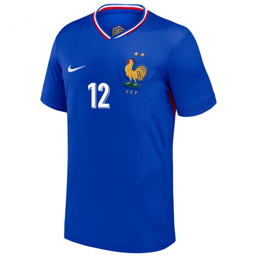Herren Frankreich Christopher Nkunku #12 Blau Heimtrikot Trikot 24-26 T-Shirt Belgien
