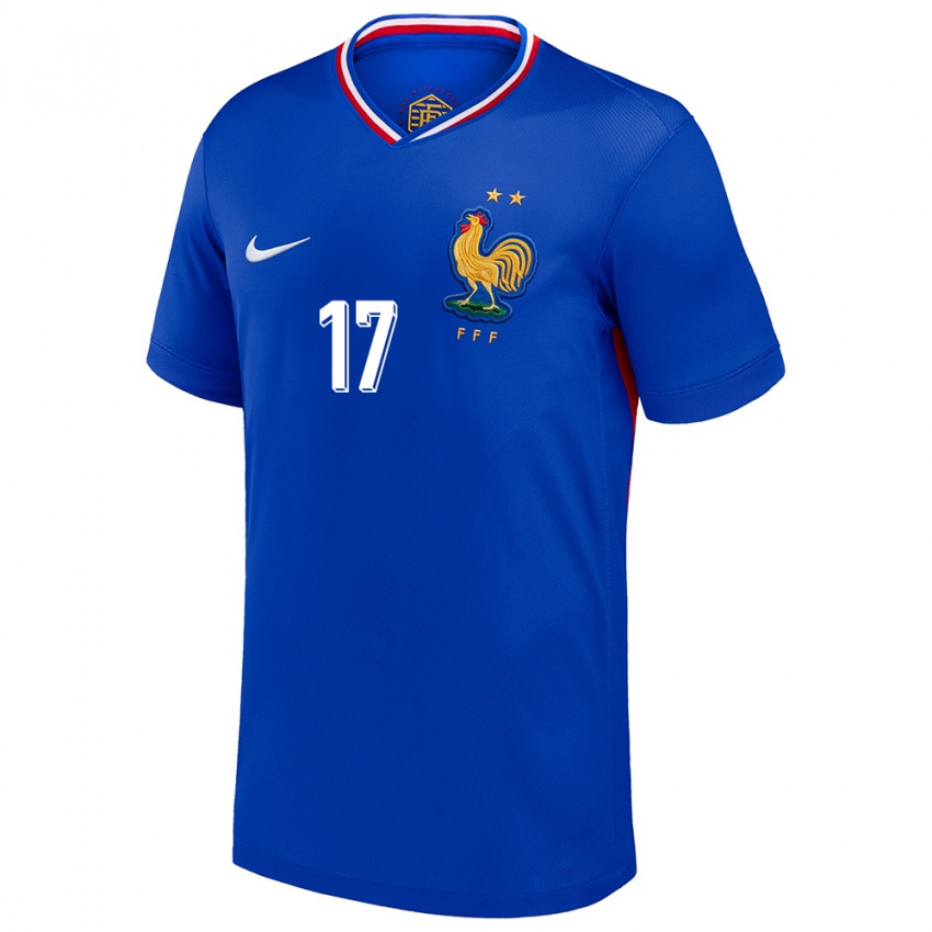 Herren Frankreich Jordan Veretout #17 Blau Heimtrikot Trikot 24-26 T-Shirt Belgien