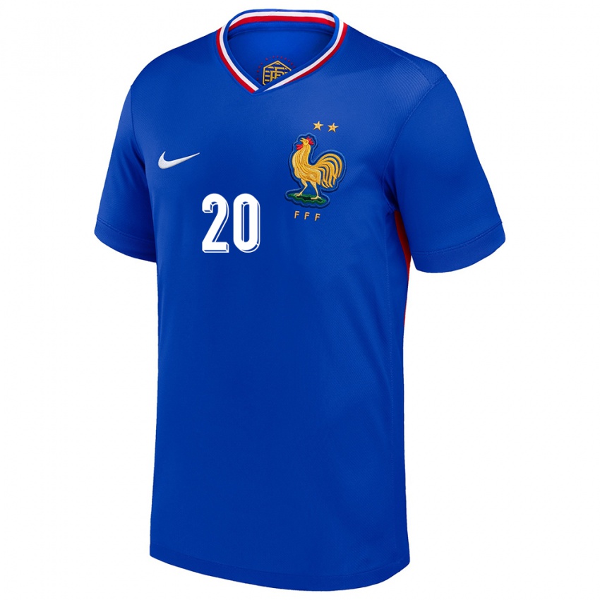 Herren Frankreich Pierre Kalulu #20 Blau Heimtrikot Trikot 24-26 T-Shirt Belgien