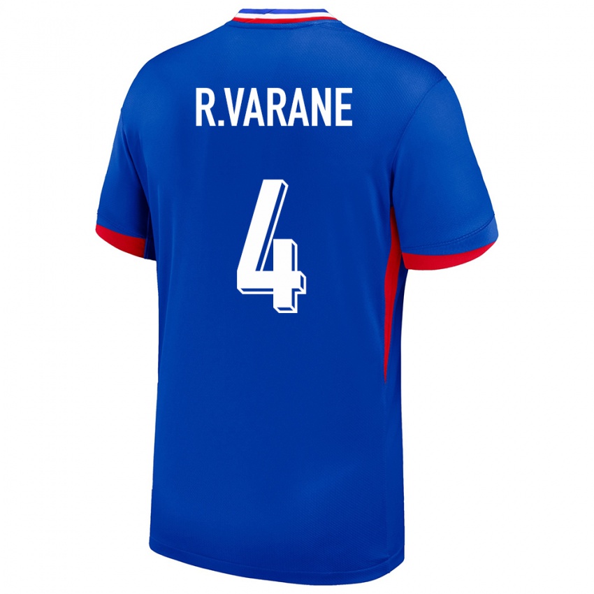 Herren Frankreich Raphael Varane #4 Blau Heimtrikot Trikot 24-26 T-Shirt Belgien