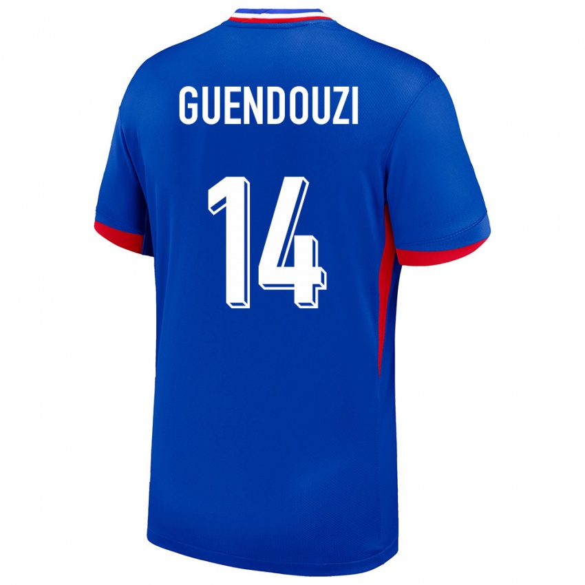 Herren Frankreich Matteo Guendouzi #14 Blau Heimtrikot Trikot 24-26 T-Shirt Belgien