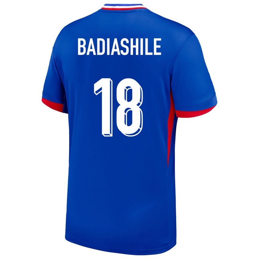 Heren Frankrijk Benoit Badiashile #18 Blauw Thuisshirt Thuistenue 24-26 T-Shirt België
