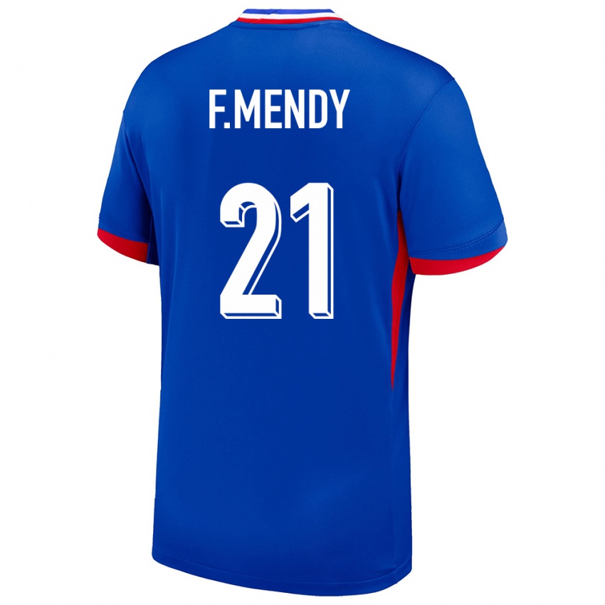 Homme Maillot France Ferland Mendy #21 Bleu Tenues Domicile 24-26 T-Shirt Belgique