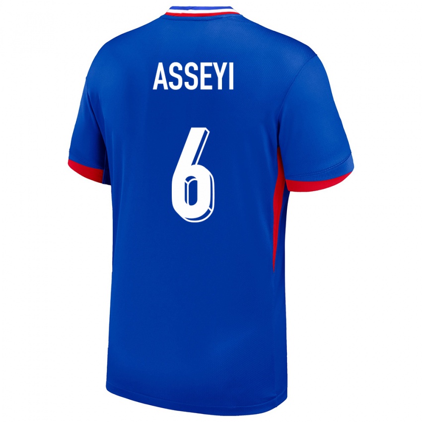 Heren Frankrijk Viviane Asseyi #6 Blauw Thuisshirt Thuistenue 24-26 T-Shirt België
