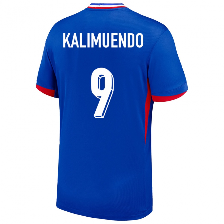 Heren Frankrijk Arnaud Kalimuendo #9 Blauw Thuisshirt Thuistenue 24-26 T-Shirt België
