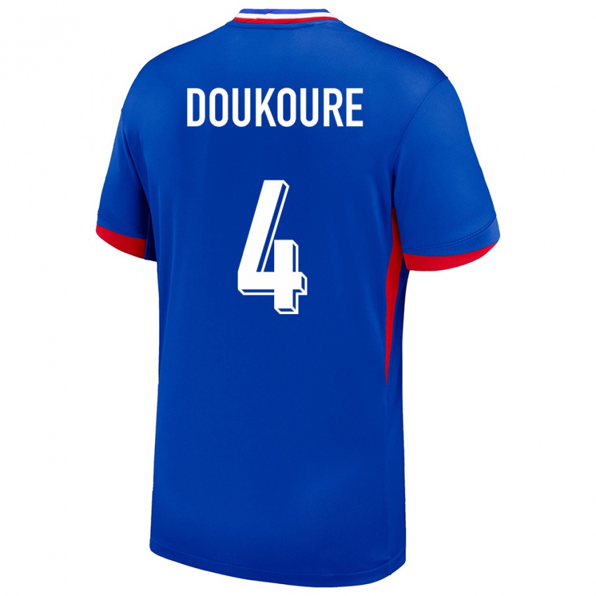Heren Frankrijk Ismael Doukoure #4 Blauw Thuisshirt Thuistenue 24-26 T-Shirt België