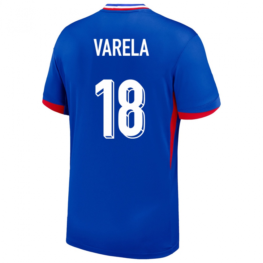 Herren Frankreich Jordan Varela #18 Blau Heimtrikot Trikot 24-26 T-Shirt Belgien