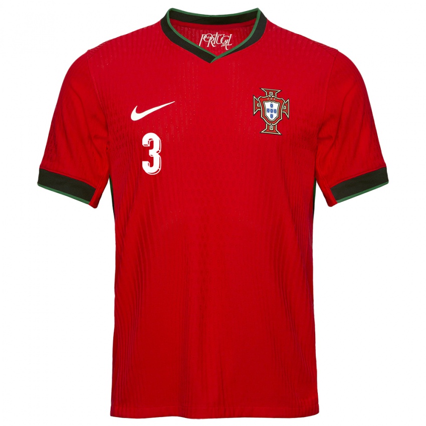 Herren Portugal Joao Fonseca #3 Rot Heimtrikot Trikot 24-26 T-Shirt Belgien