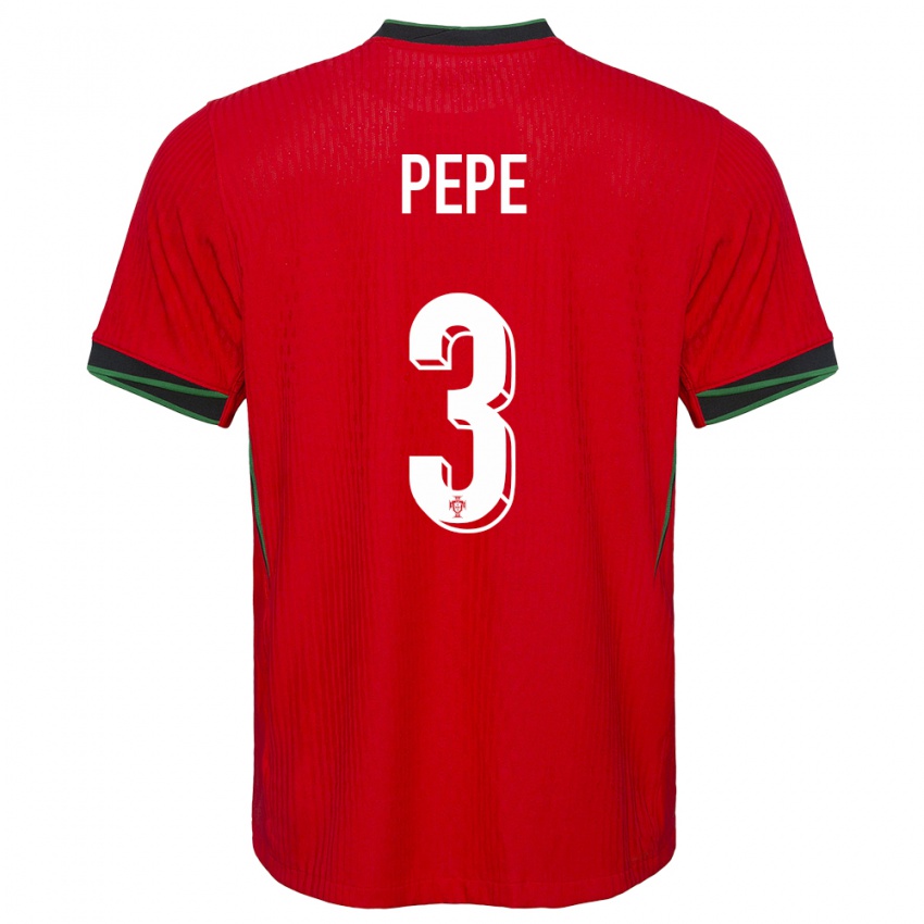 Herren Portugal Pepe #3 Rot Heimtrikot Trikot 24-26 T-Shirt Belgien