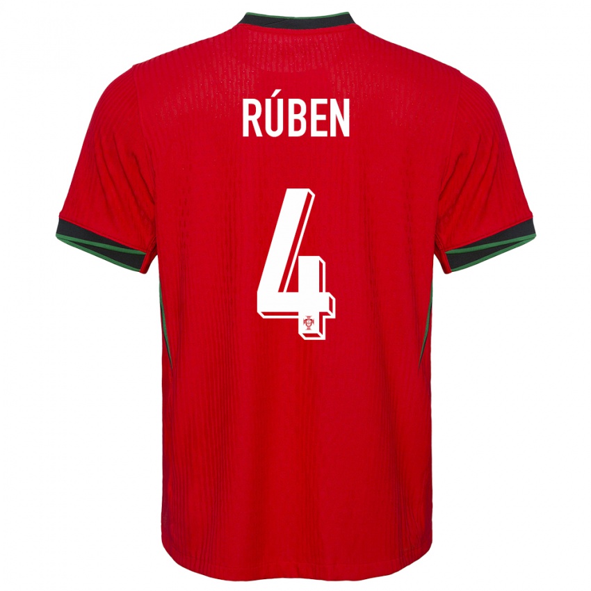 Herren Portugal Ruben Dias #4 Rot Heimtrikot Trikot 24-26 T-Shirt Belgien