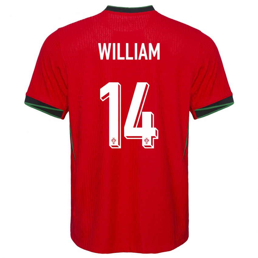 Herren Portugal William Carvalho #14 Rot Heimtrikot Trikot 24-26 T-Shirt Belgien