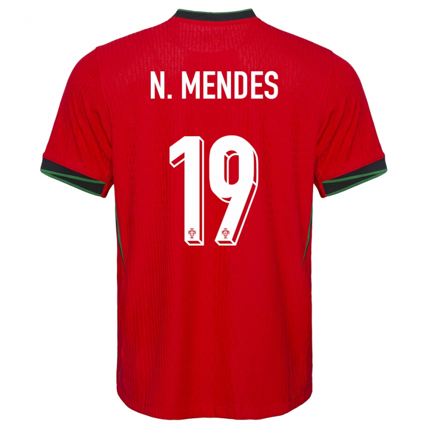 Herren Portugal Nuno Mendes #19 Rot Heimtrikot Trikot 24-26 T-Shirt Belgien