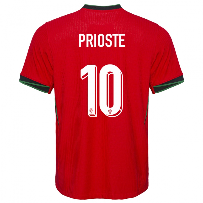 Heren Portugal Diogo Prioste #10 Rood Thuisshirt Thuistenue 24-26 T-Shirt België