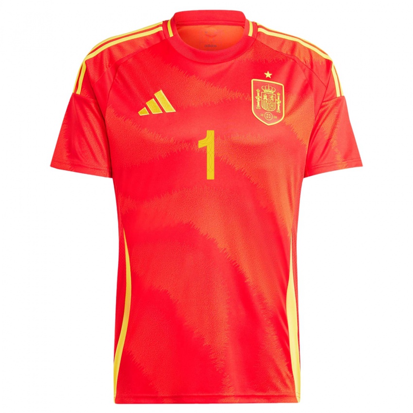 Herren Spanien Robert Sanchez #1 Rot Heimtrikot Trikot 24-26 T-Shirt Belgien