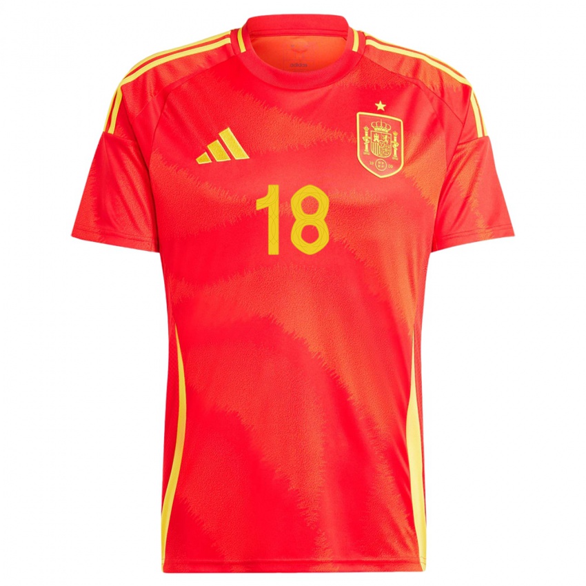Homme Maillot Espagne Aitana Bonmati #18 Rouge Tenues Domicile 24-26 T-Shirt Belgique