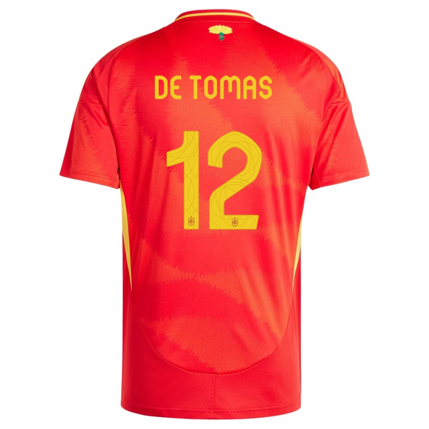 Herren Spanien Raul De Tomas #12 Rot Heimtrikot Trikot 24-26 T-Shirt Belgien