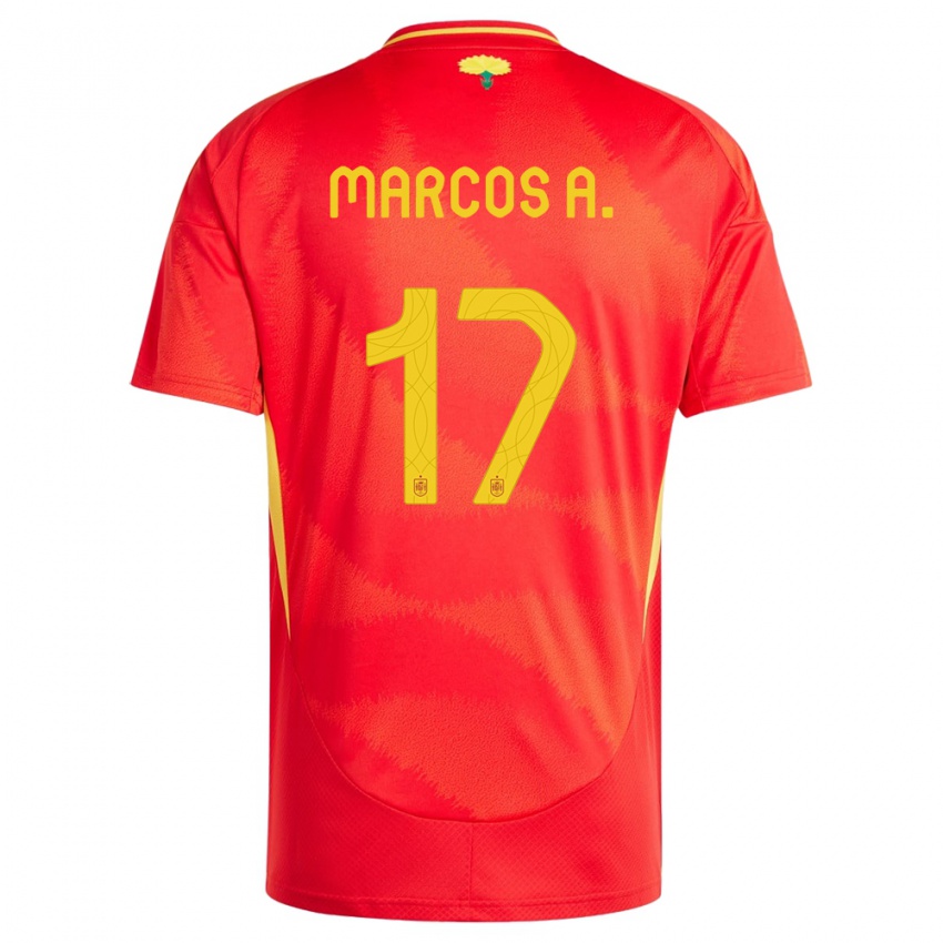 Herren Spanien Marcos Alonso #17 Rot Heimtrikot Trikot 24-26 T-Shirt Belgien