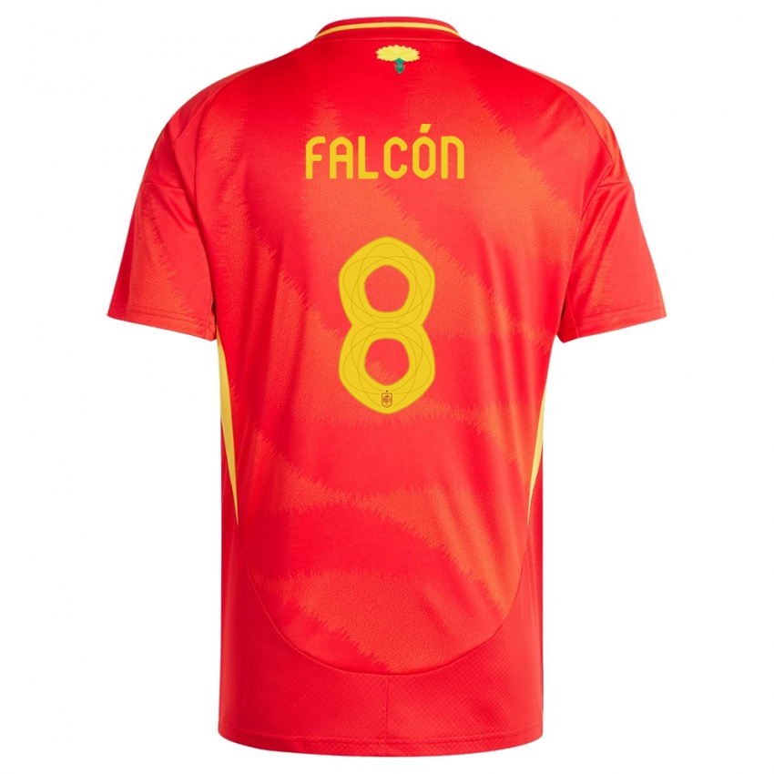 Heren Spanje Andrea Falcon #8 Rood Thuisshirt Thuistenue 24-26 T-Shirt België