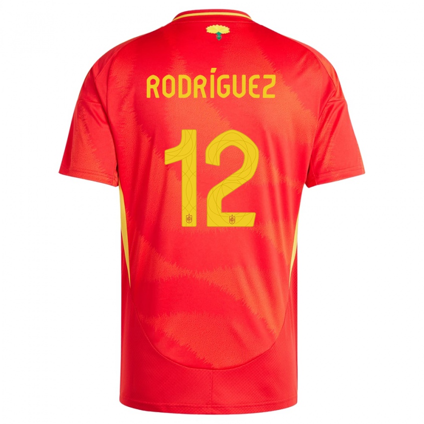 Homme Maillot Espagne Lucia Rodriguez #12 Rouge Tenues Domicile 24-26 T-Shirt Belgique