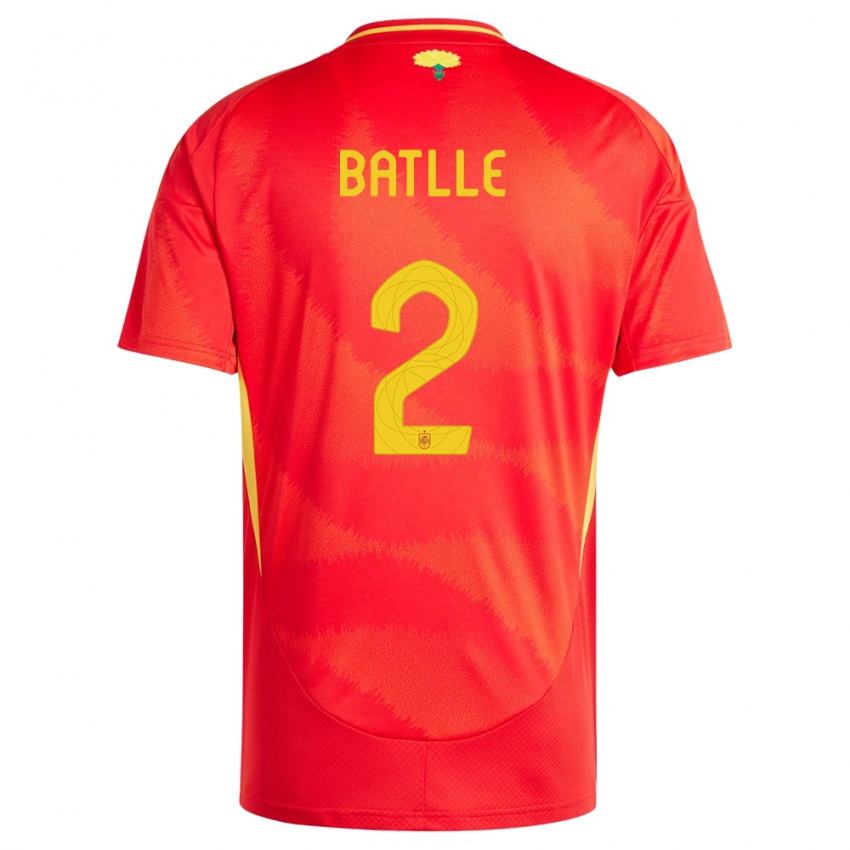 Herren Spanien Ona Batlle #2 Rot Heimtrikot Trikot 24-26 T-Shirt Belgien