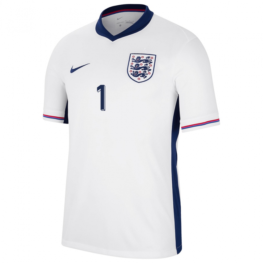 Herren England James Beadle #1 Weiß Heimtrikot Trikot 24-26 T-Shirt Belgien