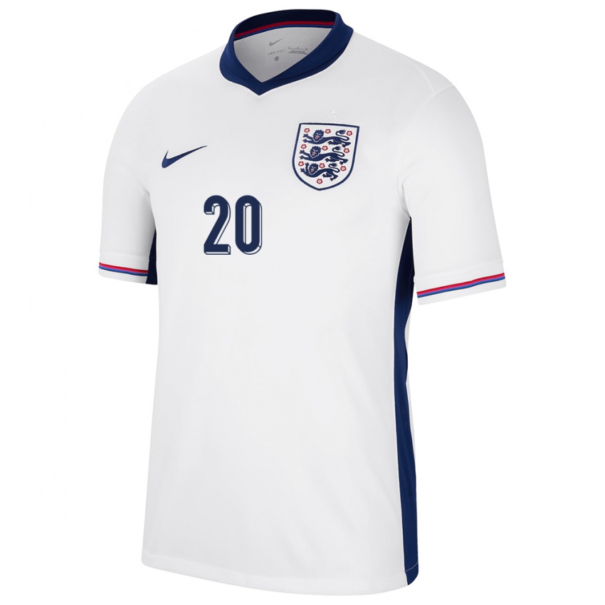 Herren England Demi Stokes #20 Weiß Heimtrikot Trikot 24-26 T-Shirt Belgien