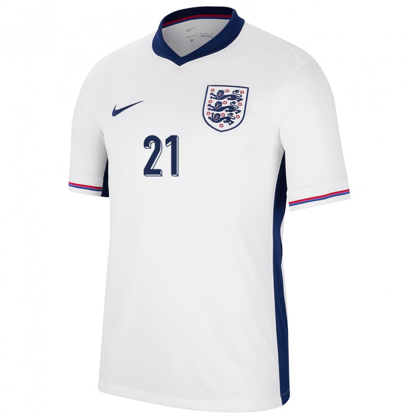 Herren England James Mcatee #21 Weiß Heimtrikot Trikot 24-26 T-Shirt Belgien