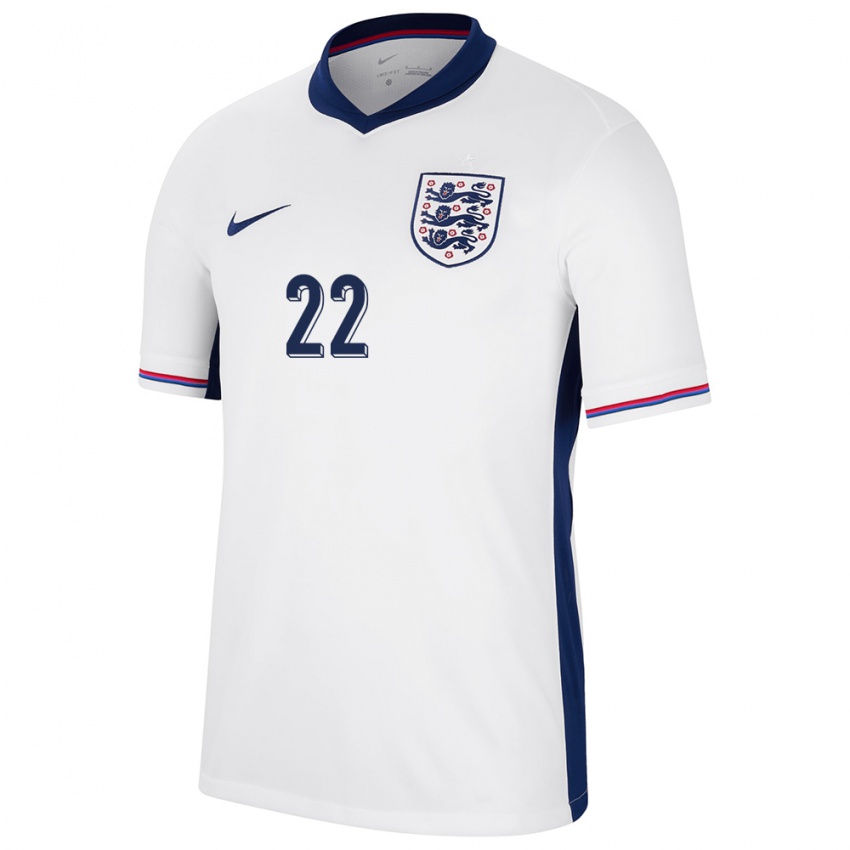 Herren England Lauren James #22 Weiß Heimtrikot Trikot 24-26 T-Shirt Belgien