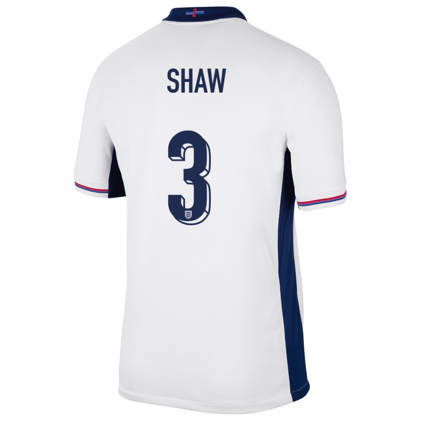 Heren Engeland Luke Shaw #3 Wit Thuisshirt Thuistenue 24-26 T-Shirt België