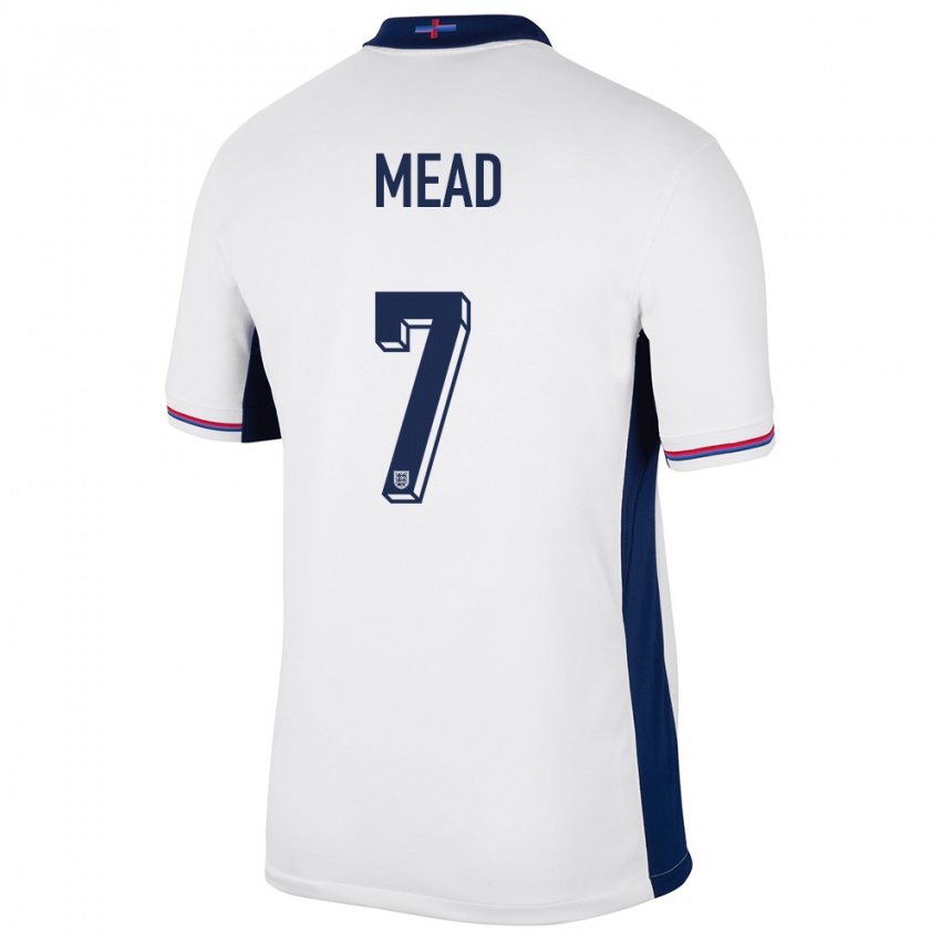 Herren England Beth Mead #7 Weiß Heimtrikot Trikot 24-26 T-Shirt Belgien