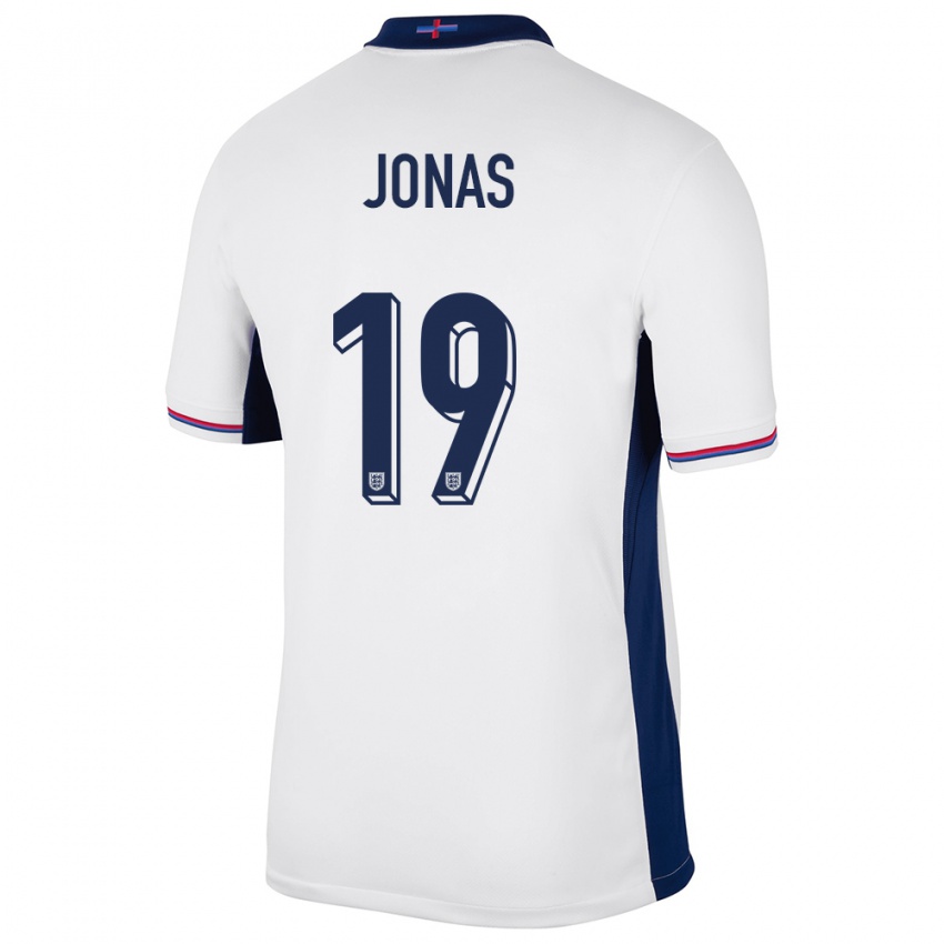 Homme Maillot Angleterre Lee Jonas #19 Blanc Tenues Domicile 24-26 T-Shirt Belgique