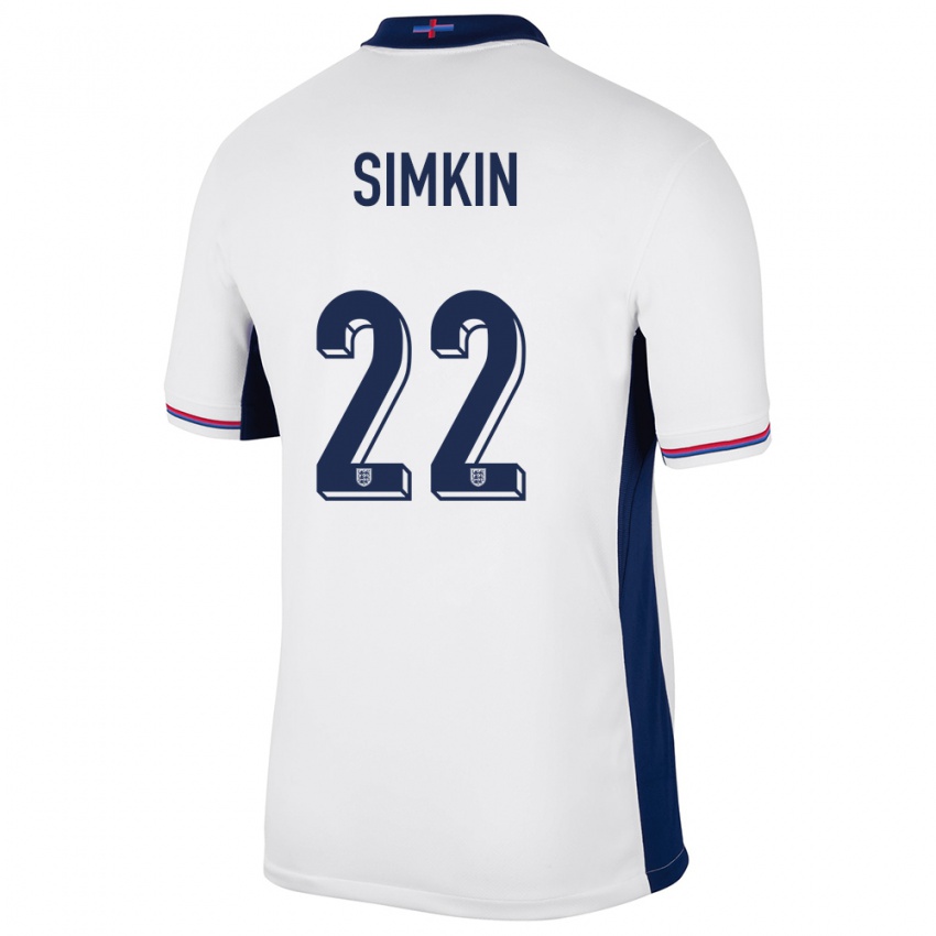 Herren England Tommy Simkin #22 Weiß Heimtrikot Trikot 24-26 T-Shirt Belgien