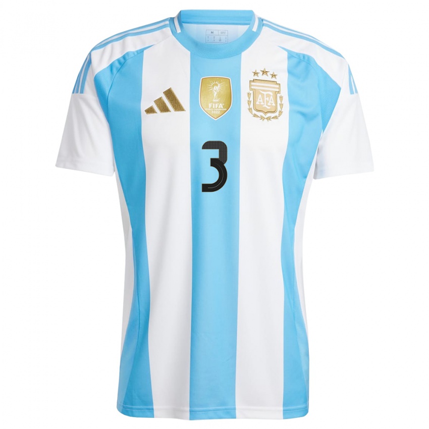 Herren Argentinien Claudio Bravo #3 Weiß Blau Heimtrikot Trikot 24-26 T-Shirt Belgien
