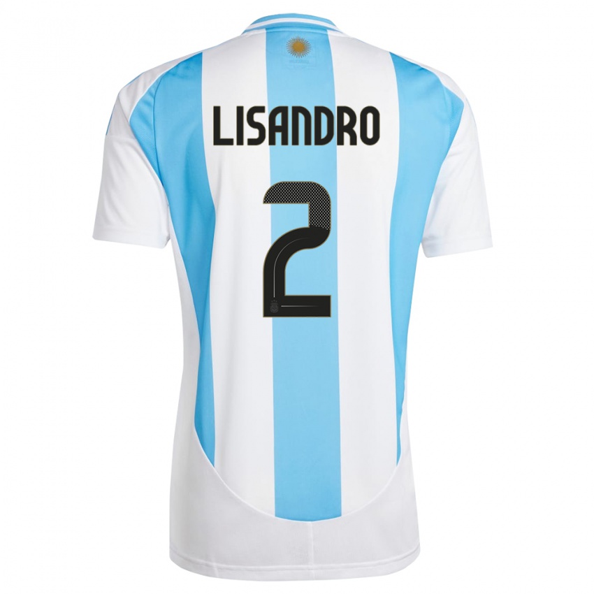 Heren Argentinië Lisandro Martinez #2 Wit Blauw Thuisshirt Thuistenue 24-26 T-Shirt België