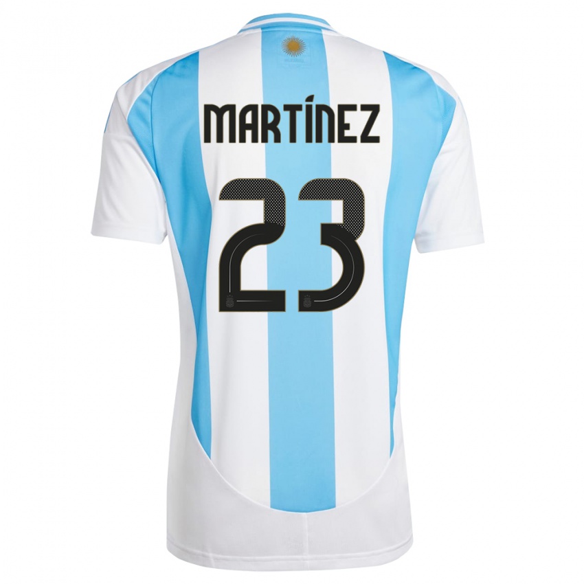 Herren Argentinien Emiliano Martinez #23 Weiß Blau Heimtrikot Trikot 24-26 T-Shirt Belgien