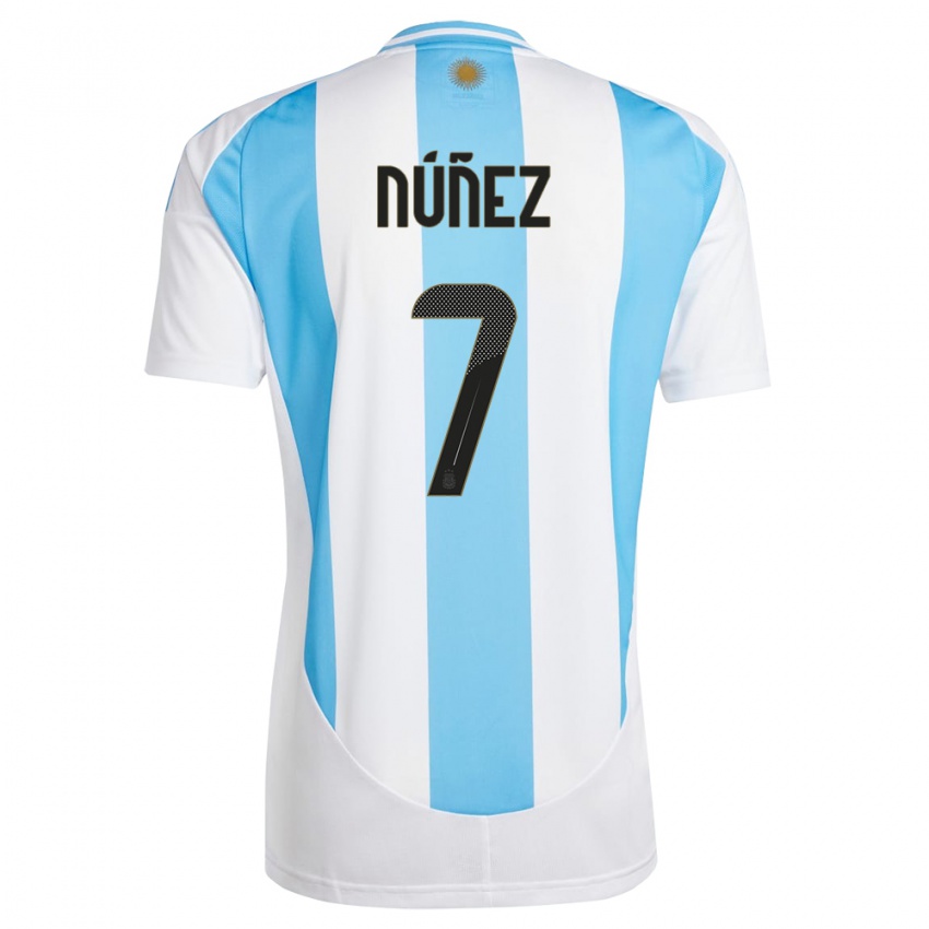 Herren Argentinien Romina Nunez #7 Weiß Blau Heimtrikot Trikot 24-26 T-Shirt Belgien