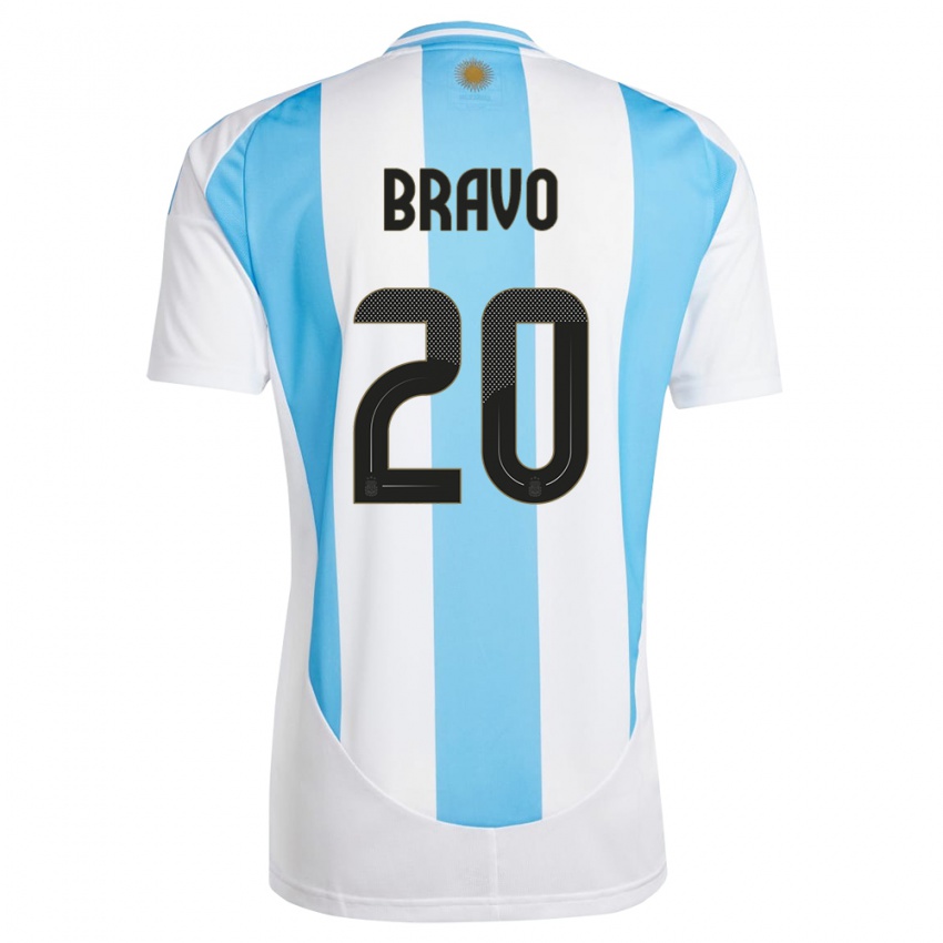 Homme Maillot Argentine Ruth Bravo #20 Blanc Bleu Tenues Domicile 24-26 T-Shirt Belgique