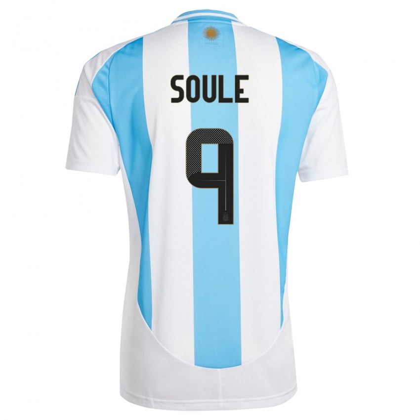 Herren Argentinien Matias Soule #9 Weiß Blau Heimtrikot Trikot 24-26 T-Shirt Belgien