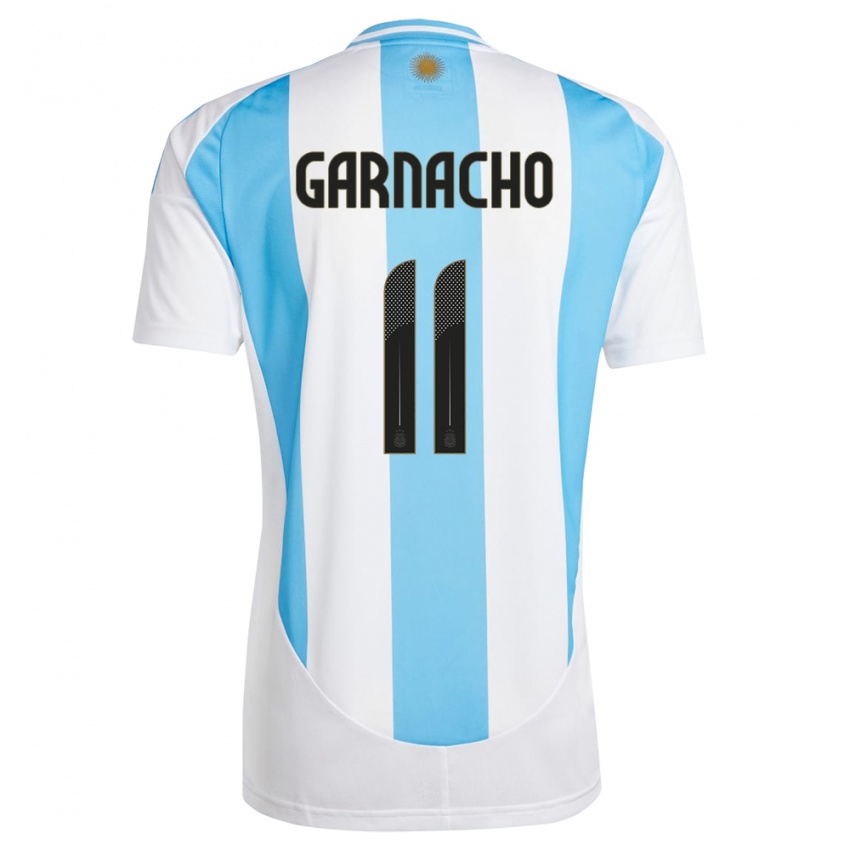 Herren Argentinien Alejandro Garnacho #11 Weiß Blau Heimtrikot Trikot 24-26 T-Shirt Belgien
