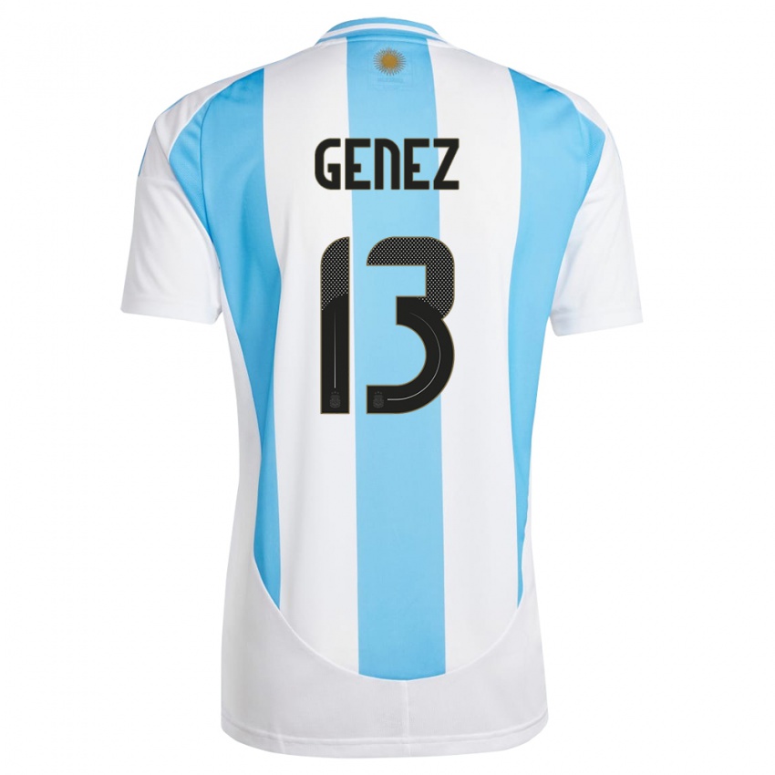 Herren Argentinien Nahuel Genez #13 Weiß Blau Heimtrikot Trikot 24-26 T-Shirt Belgien