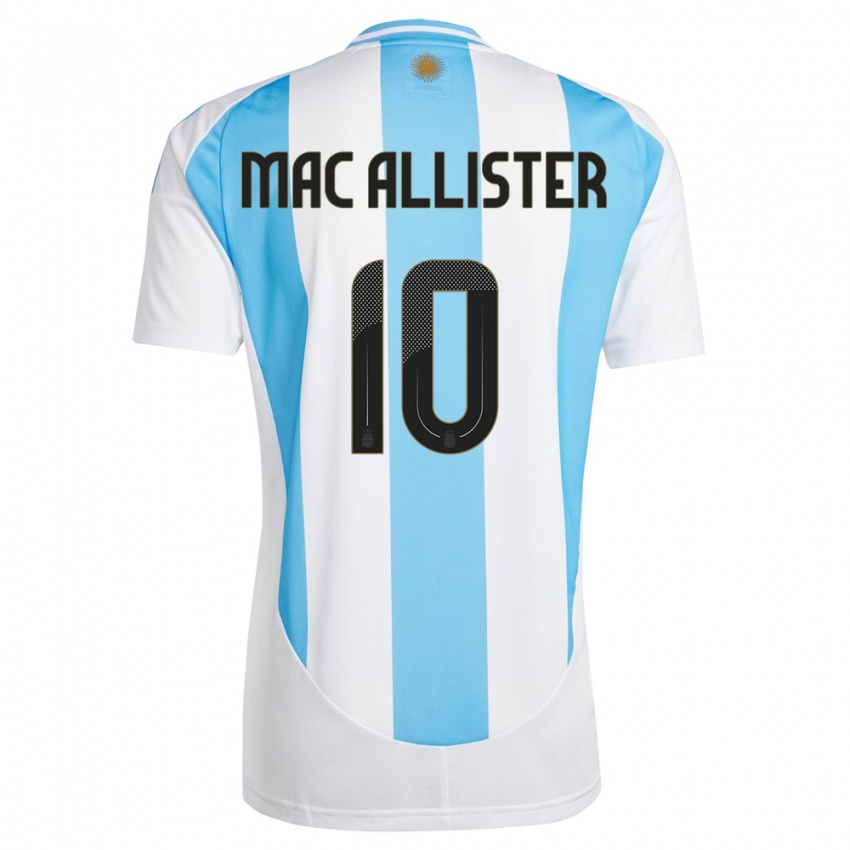 Heren Argentinië Alexis Mac Allister #10 Wit Blauw Thuisshirt Thuistenue 24-26 T-Shirt België