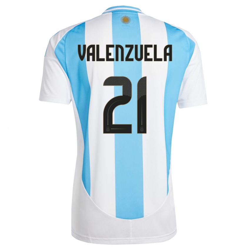 Heren Argentinië Fernando Valenzuela #21 Wit Blauw Thuisshirt Thuistenue 24-26 T-Shirt België