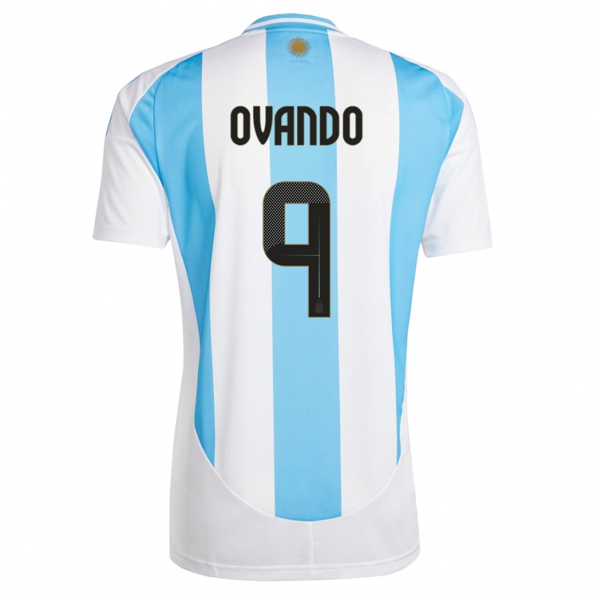 Herren Argentinien Lautaro Ovando #9 Weiß Blau Heimtrikot Trikot 24-26 T-Shirt Belgien