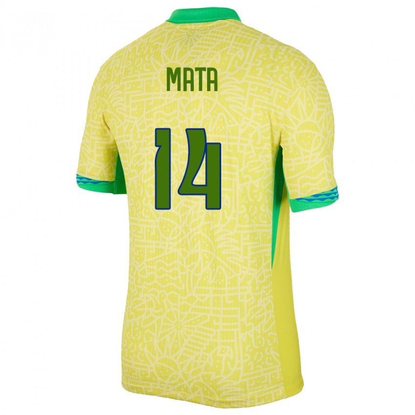 Herren Brasilien Da Mata #14 Gelb Heimtrikot Trikot 24-26 T-Shirt Belgien
