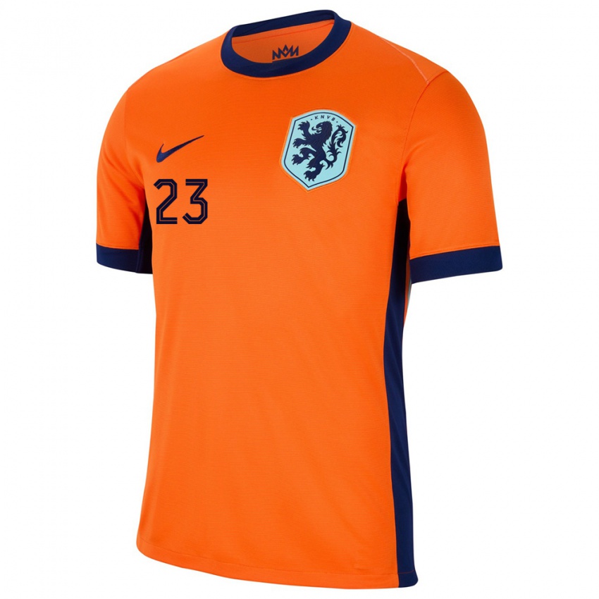 Homme Maillot Pays-Bas Loes Geurts #23 Orange Tenues Domicile 24-26 T-Shirt Belgique