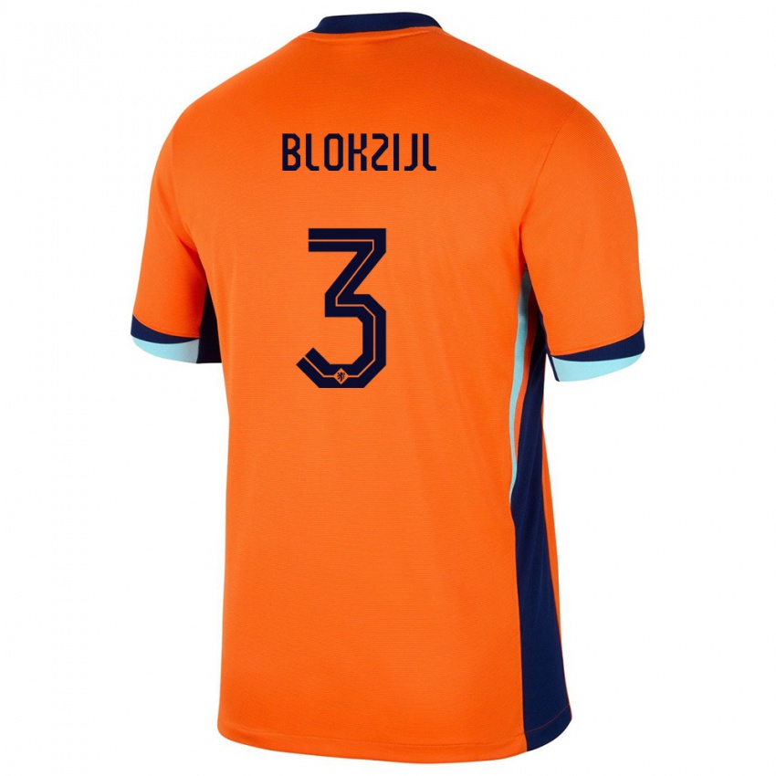 Herren Niederlande Thijmen Blokzijl #3 Orange Heimtrikot Trikot 24-26 T-Shirt Belgien