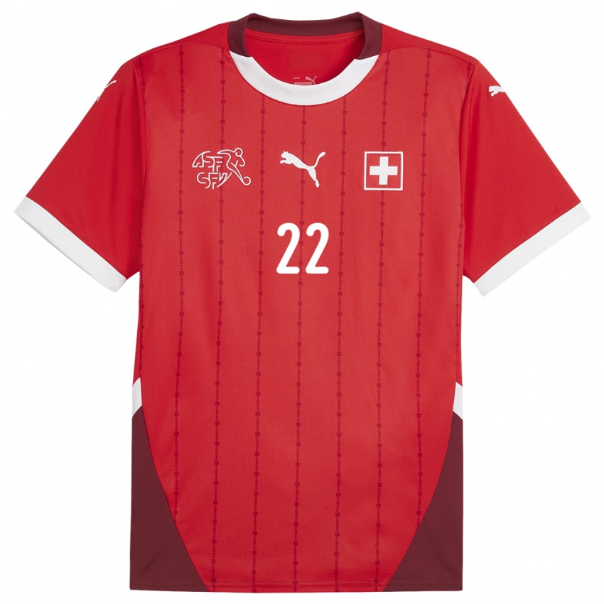 Herren Schweiz Nadine Riesen #22 Rot Heimtrikot Trikot 24-26 T-Shirt Belgien
