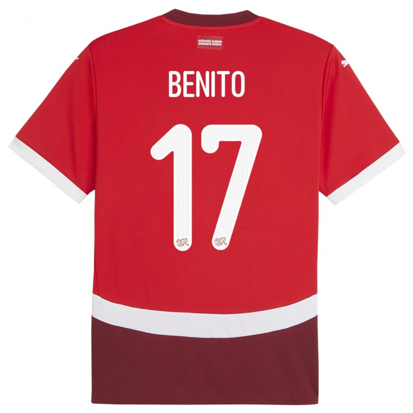 Herren Schweiz Loris Benito #17 Rot Heimtrikot Trikot 24-26 T-Shirt Belgien