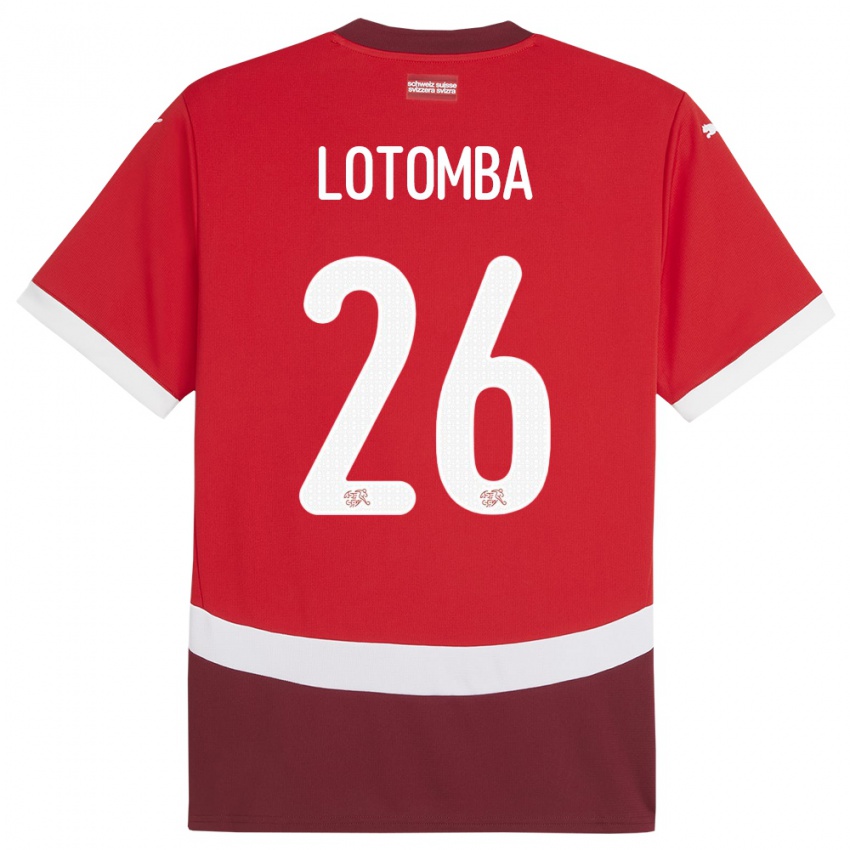 Homme Maillot Suisse Jordan Lotomba #26 Rouge Tenues Domicile 24-26 T-Shirt Belgique